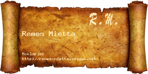 Remes Mietta névjegykártya